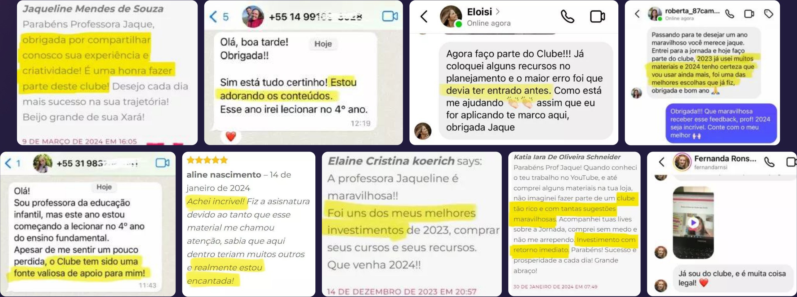 Depoimentos de professoras do Clube das Profs