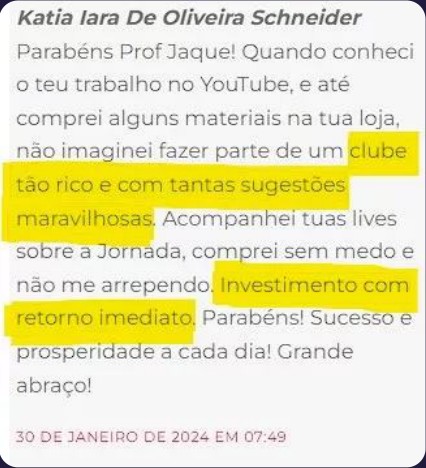 Depoimento de professora do Clube